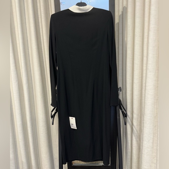 VERSACE CONTRAST-COLLAR SABLÉ MIDI SHIRT DRESS - Size 40 - NWT - Picture 2 of 13